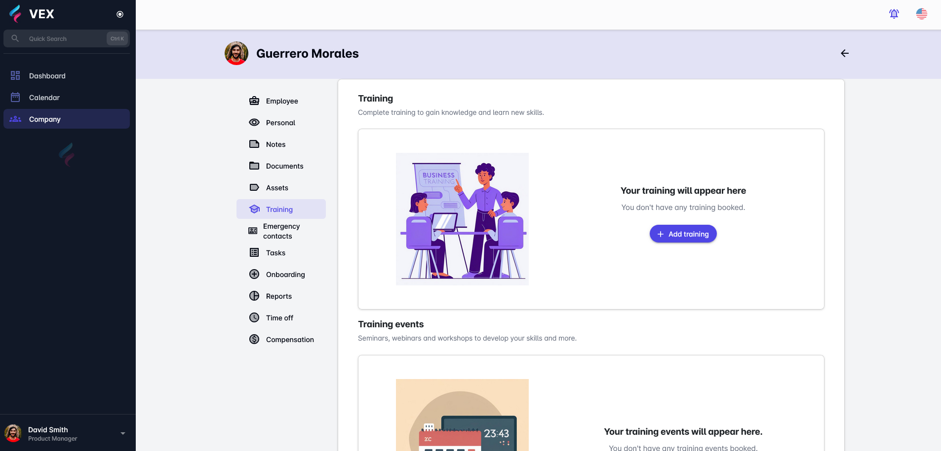 Employee training tab