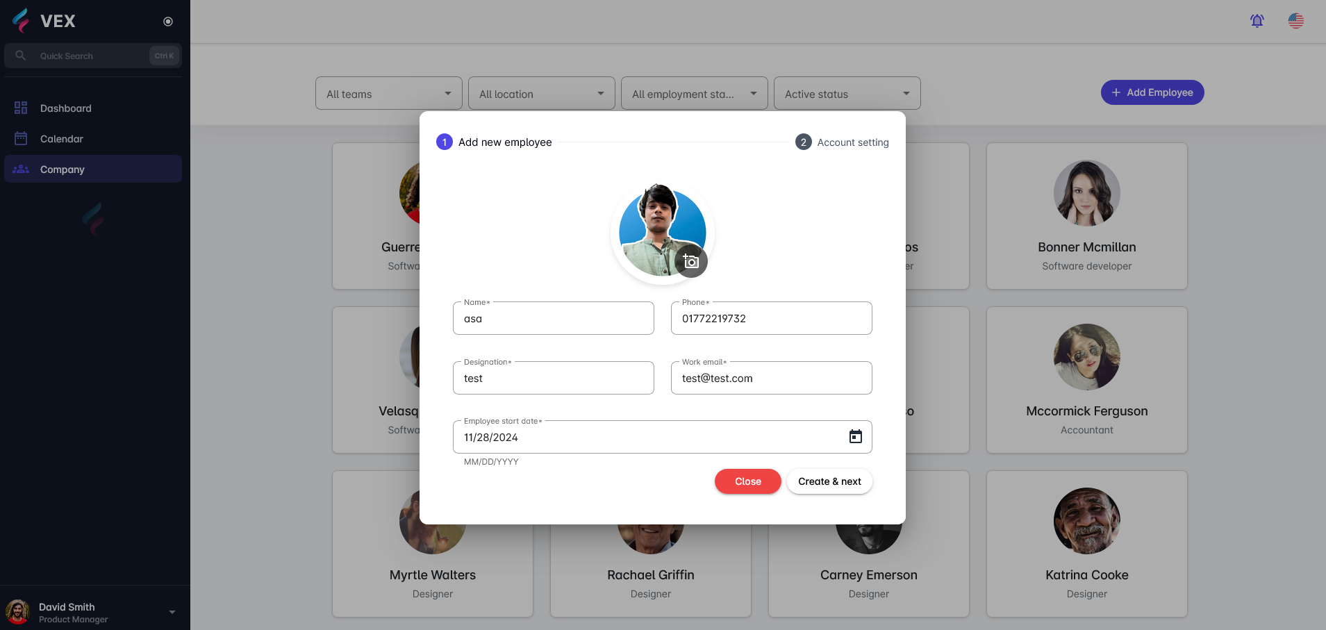 Hrm add employee filled