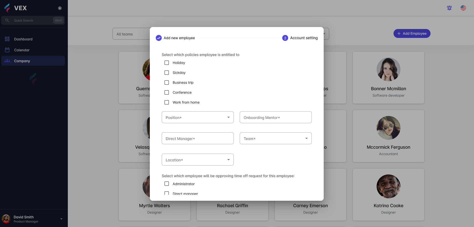 Hrm add employee setting
