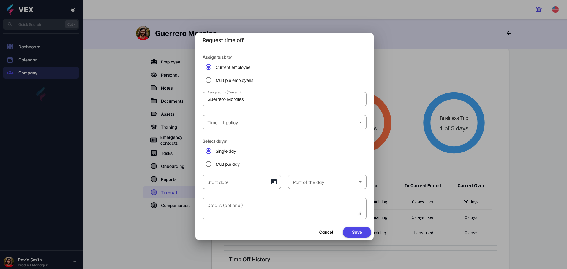Employee resuest time off