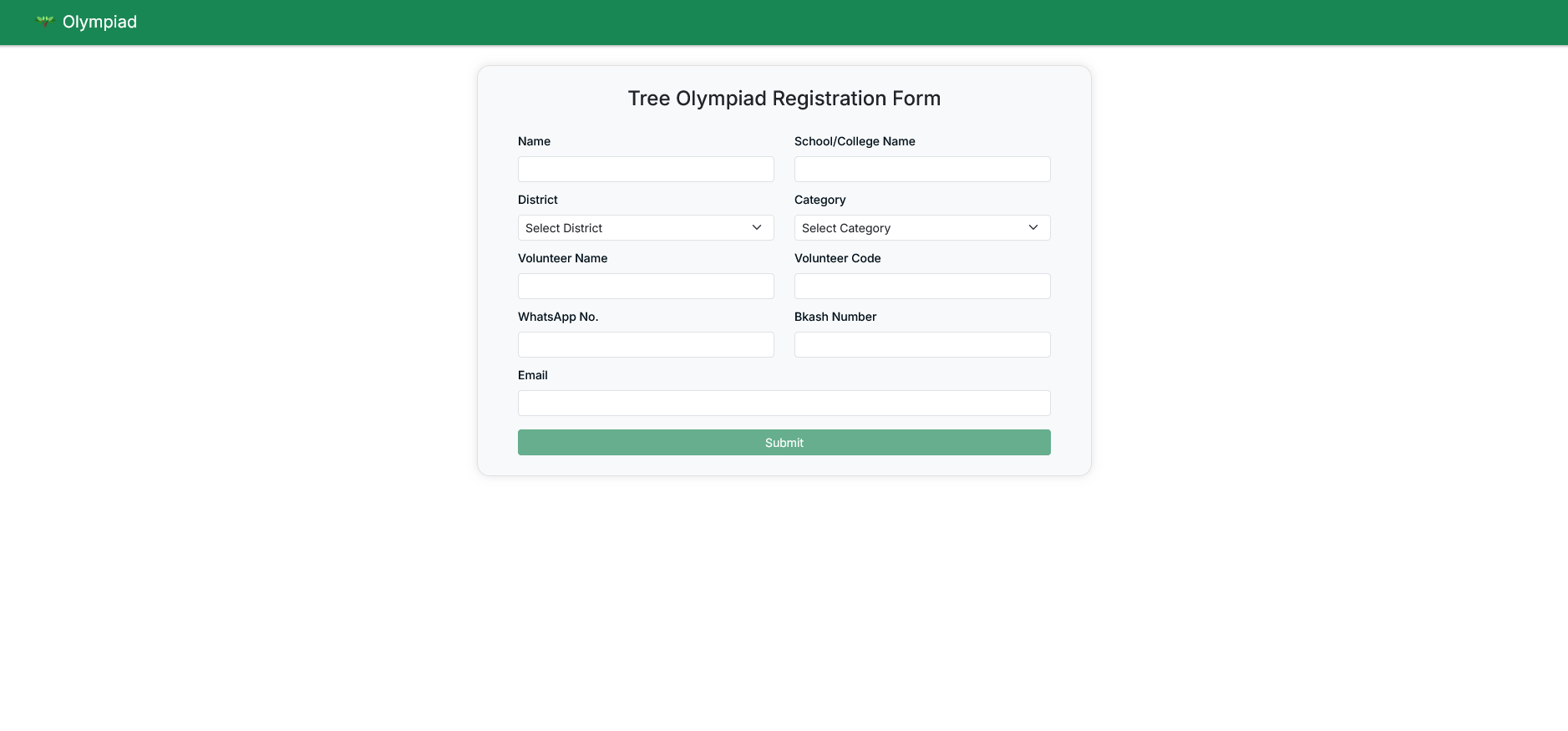 Tree Olympiad Registration